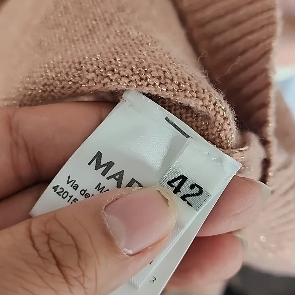 Marani Metallic Oversized Knit Wool Blend Sweater with Enamel Necklace Detail - Picture 10 of 10